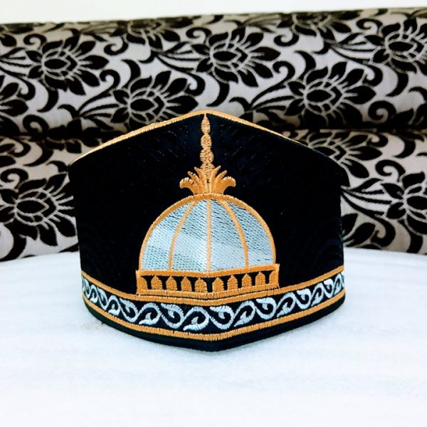 Barkati Golden Black Garib Nawaz Gumbad Topi