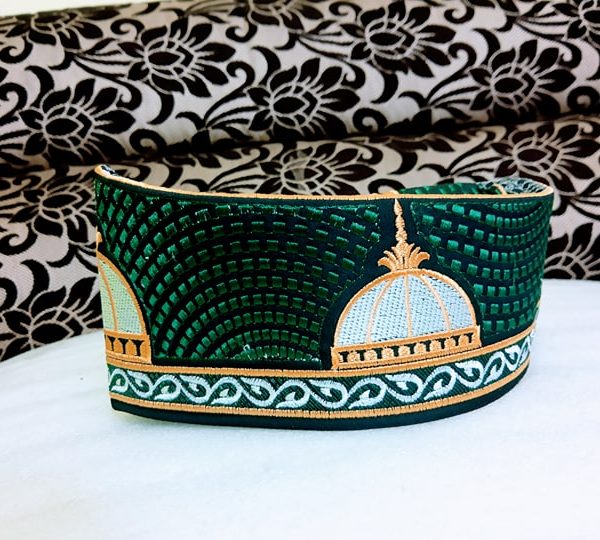 Barkati Golden Green Garib Nawaz Gumbad Topi2